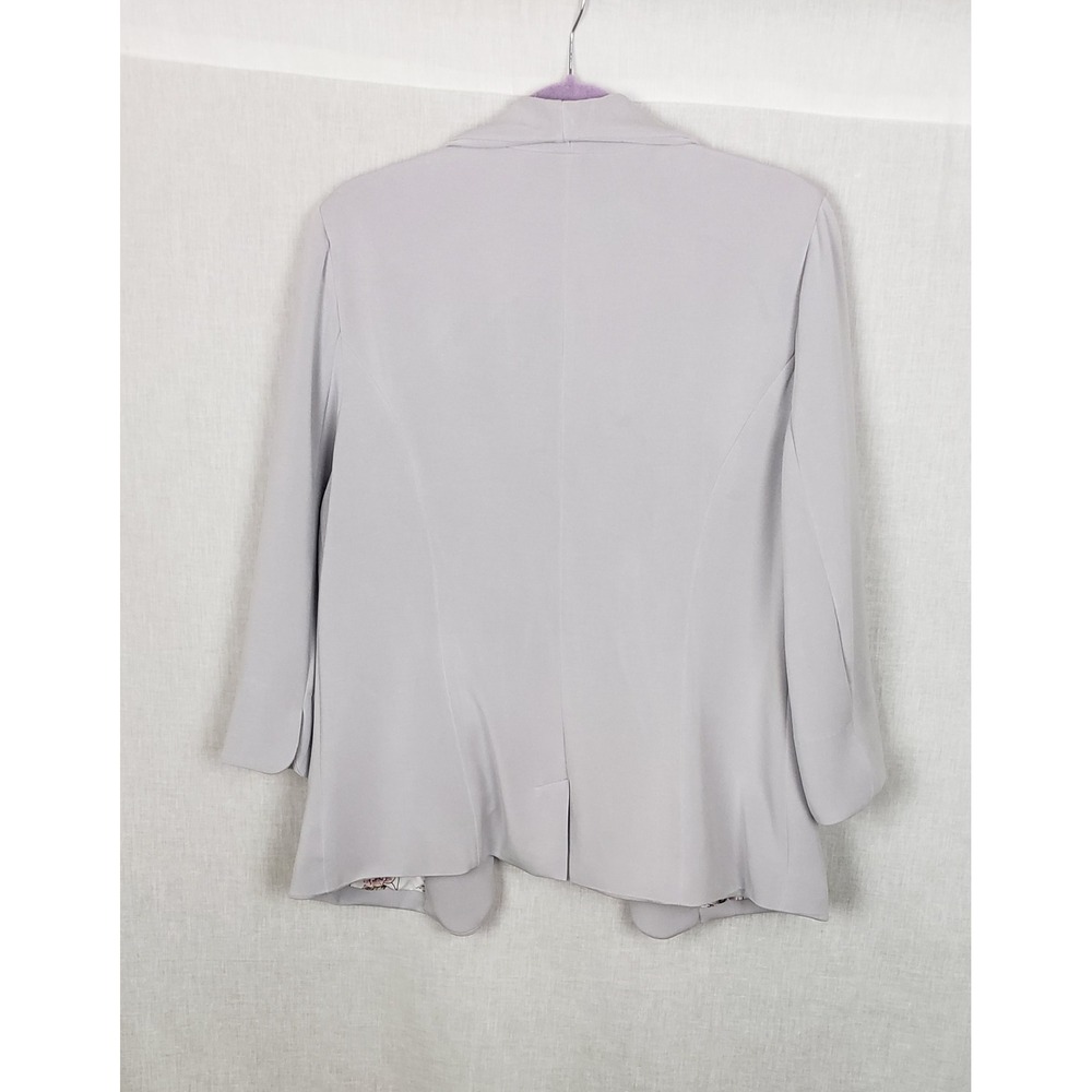 Skies Are Blue Lavender Gray Floral Lined Open Front Shawl Blazer XL Summer - Picture 3 of 11